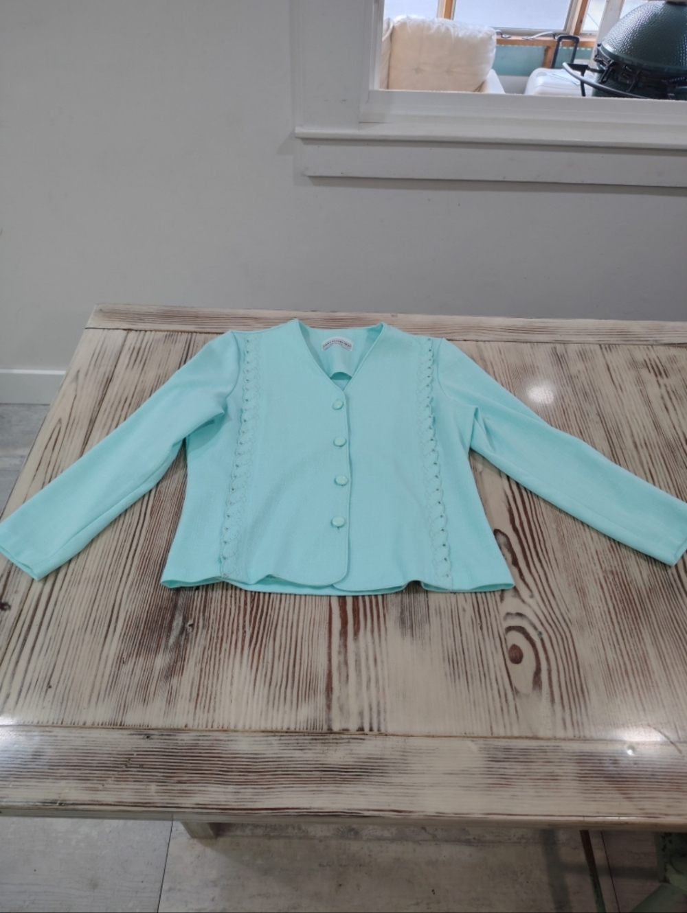 Mint Green Women's 12 petite fitted Vintage 80's 90's Blazer Jacket
